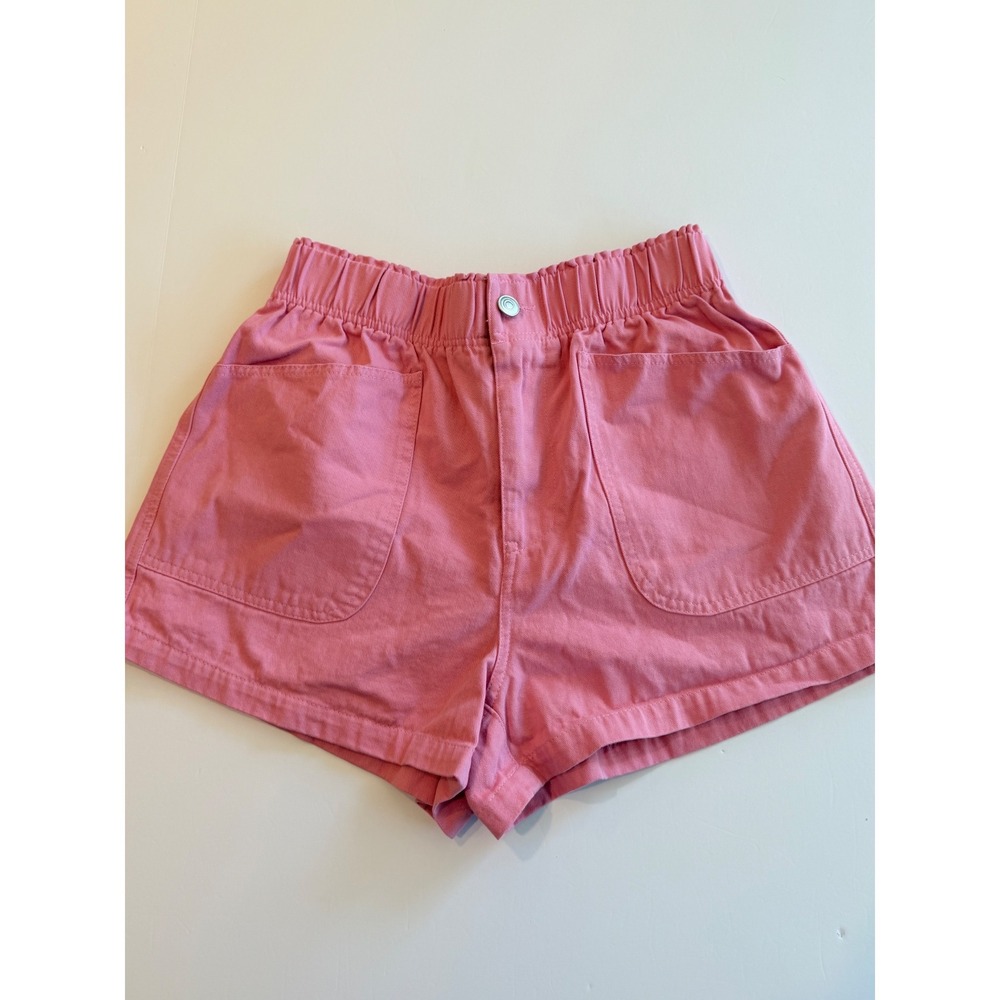 Francesca's Pink High Waisted Elastic Waist Patch Pocket Shorts Womens Medium